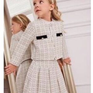 2 pieces girl  elegant plaid set skirt and blazer